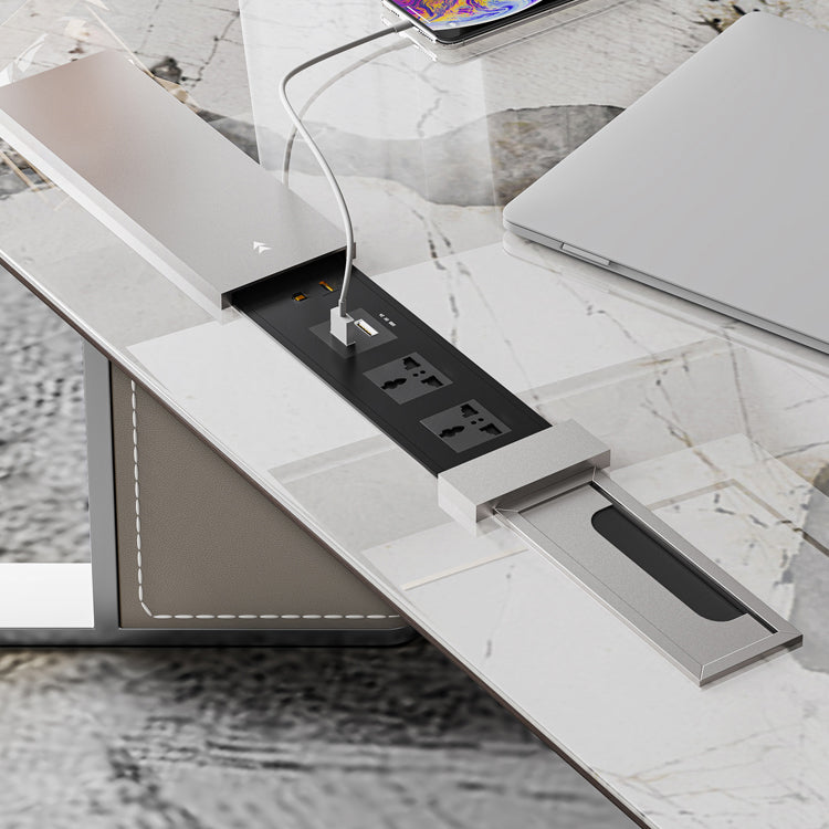 Stone Rectangular Writing Desk Modern 29.53" Tall Office Desk with Drawers Clearhalo 'furn' 'furn_office_desk' 'Furniture' 'Office Desks' 'Office Furniture' 'office_desk' 6632498