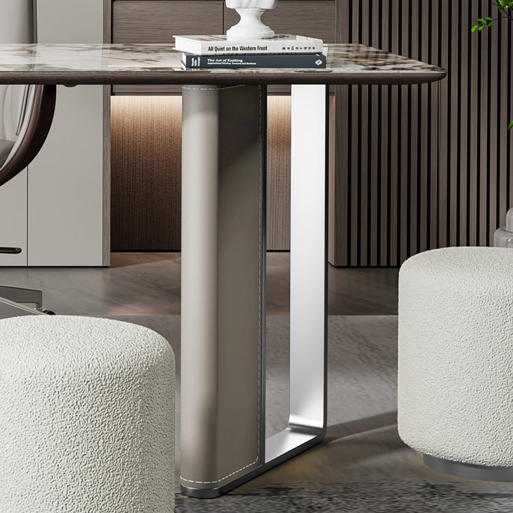 Stone Rectangular Writing Desk Modern 29.53" Tall Office Desk with Drawers Clearhalo 'furn' 'furn_office_desk' 'Furniture' 'Office Desks' 'Office Furniture' 'office_desk' 6632500