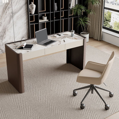 Glam Stone Office Desk 3-Drawers 29,92 "großer Schreibtisch mit Schlittenbasis