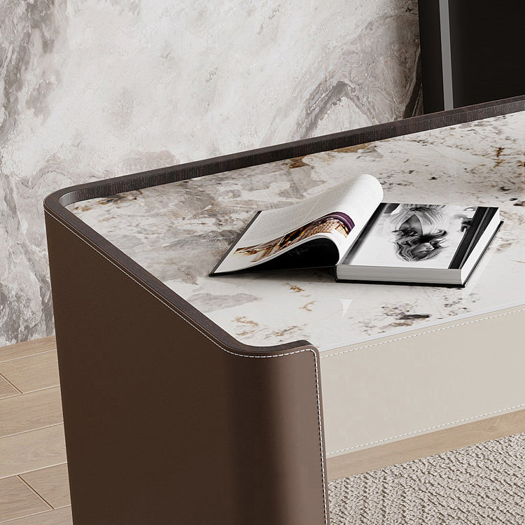 Glam Stone Office Desk 3-Drawers 29,92 "großer Schreibtisch mit Schlittenbasis