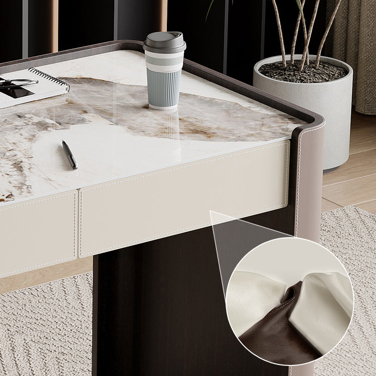 Glam Stone Office Desk 3-Drawers 29,92 "großer Schreibtisch mit Schlittenbasis