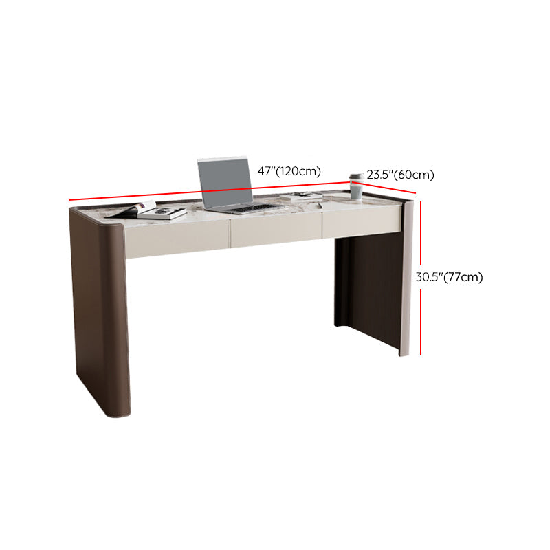 Glam Stone Office Desk 3-Drawers 29,92 "großer Schreibtisch mit Schlittenbasis