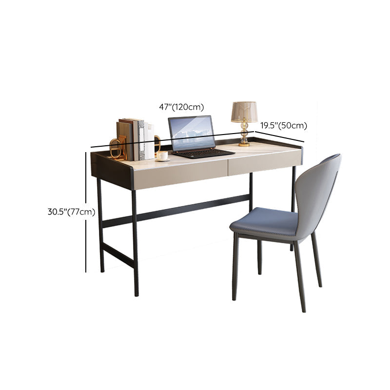 Bureau d'écriture contemporain rectangulaire Bureau de bureau en pierre avec les jambes