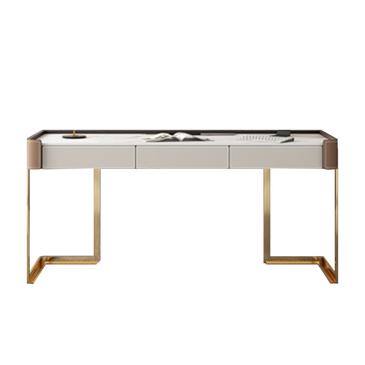 Stein gebogener Schreibtisch Glam 29.53 "großer Büroschreibtisch mit Schubladen