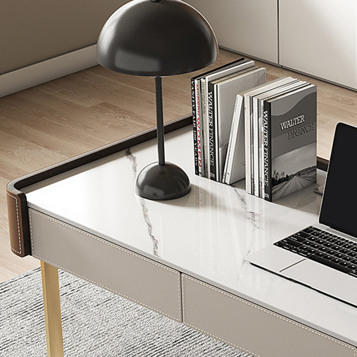 Stein gebogener Schreibtisch Glam 29.53 "großer Büroschreibtisch mit Schubladen