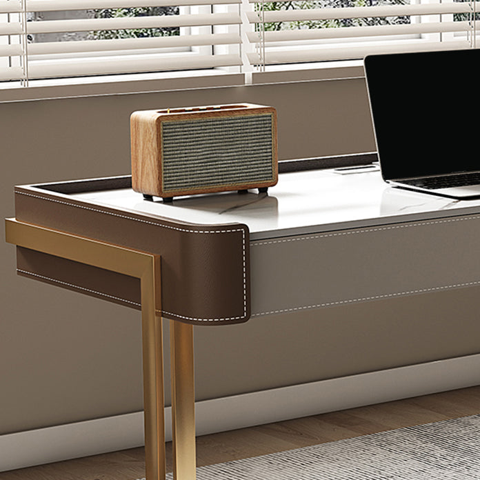 Stein gebogener Schreibtisch Glam 29.53 "großer Büroschreibtisch mit Schubladen