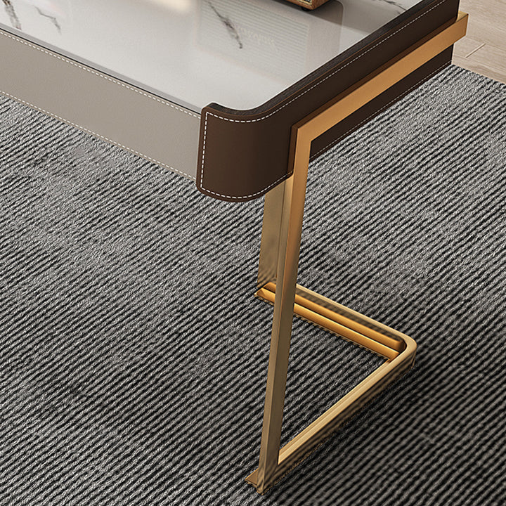 Stein gebogener Schreibtisch Glam 29.53 "großer Büroschreibtisch mit Schubladen