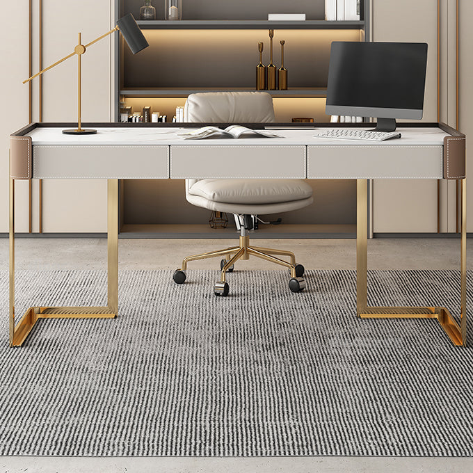 Glam Stone Writing Desk 29.53 Zoll großer Büroschreibtisch mit Schubladen