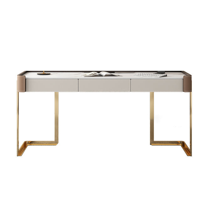 Glam Stone Writing Desk 29.53 Zoll großer Büroschreibtisch mit Schubladen