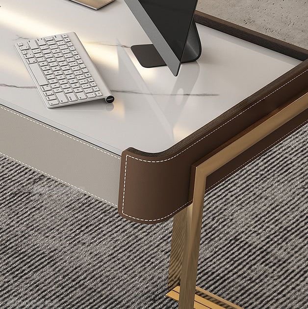 Glam Stone Writing Desk 29.53 Zoll großer Büroschreibtisch mit Schubladen