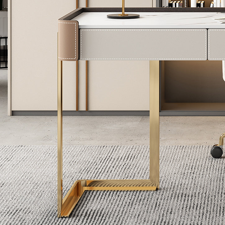 Glam Stone Writing Desk 29.53 Zoll großer Büroschreibtisch mit Schubladen