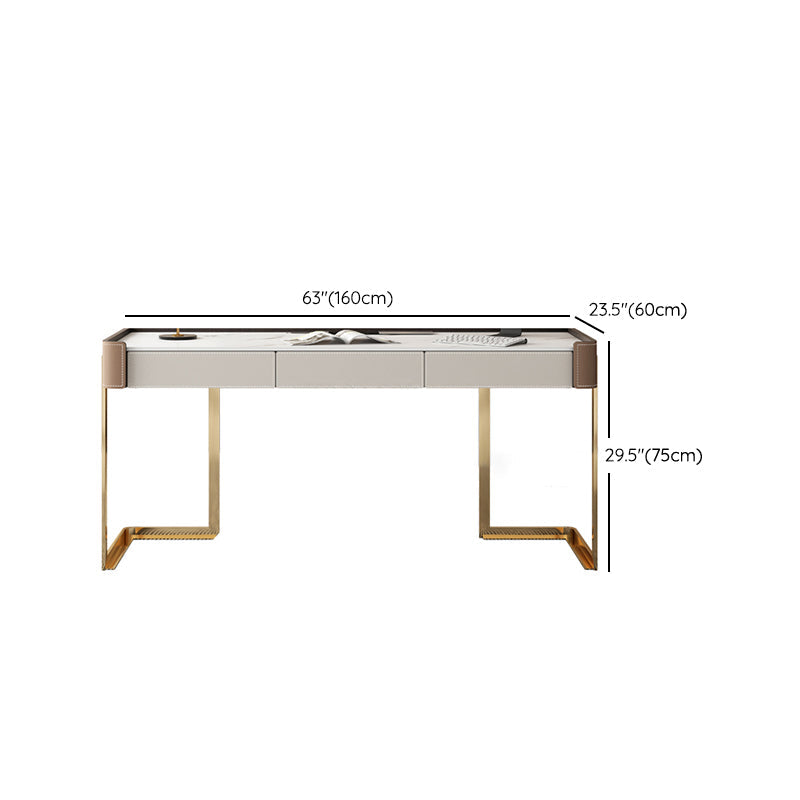 Glam Stone Writing Desk 29.53 Zoll großer Büroschreibtisch mit Schubladen