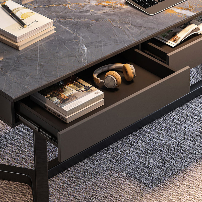 Bureau d'écriture en bois massif moderne 3 dessins de bureau rectangulaire de dessin