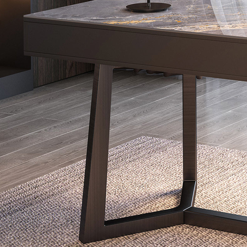 Bureau d'écriture en bois massif moderne 3 dessins de bureau rectangulaire de dessin