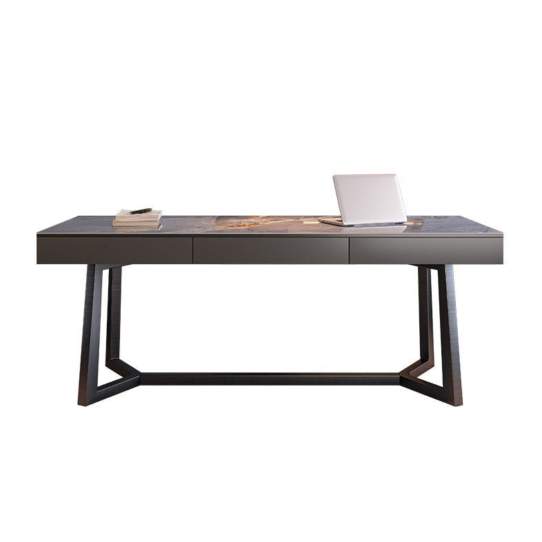 Bureau d'écriture en bois massif moderne 3 dessins de bureau rectangulaire de dessin