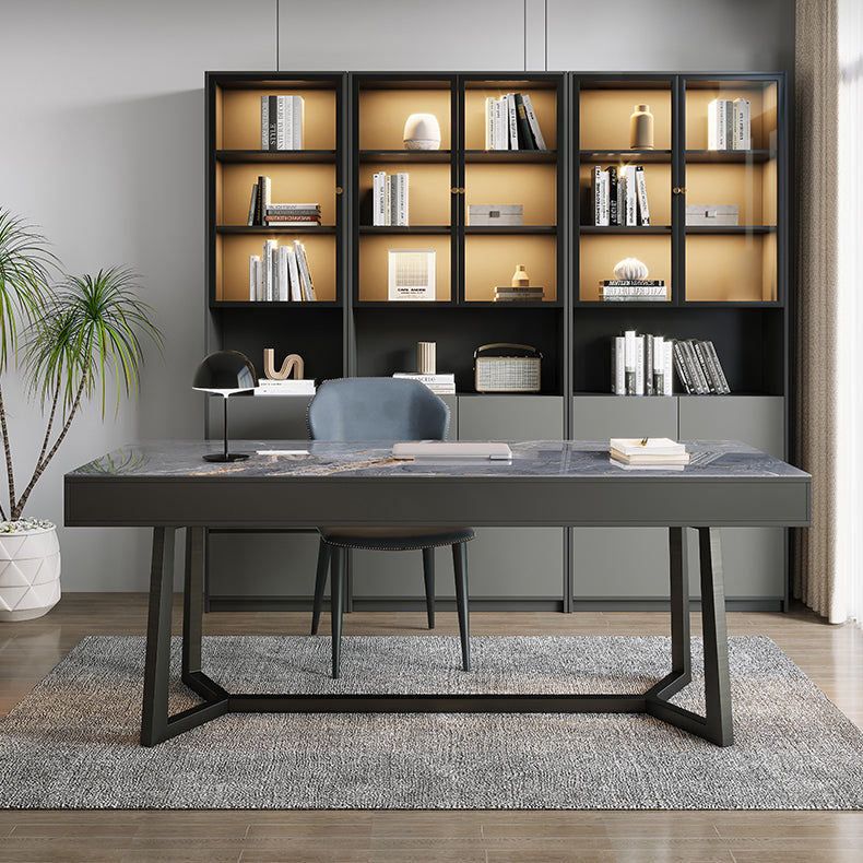 Bureau d'écriture en bois massif moderne 3 dessins de bureau rectangulaire de dessin