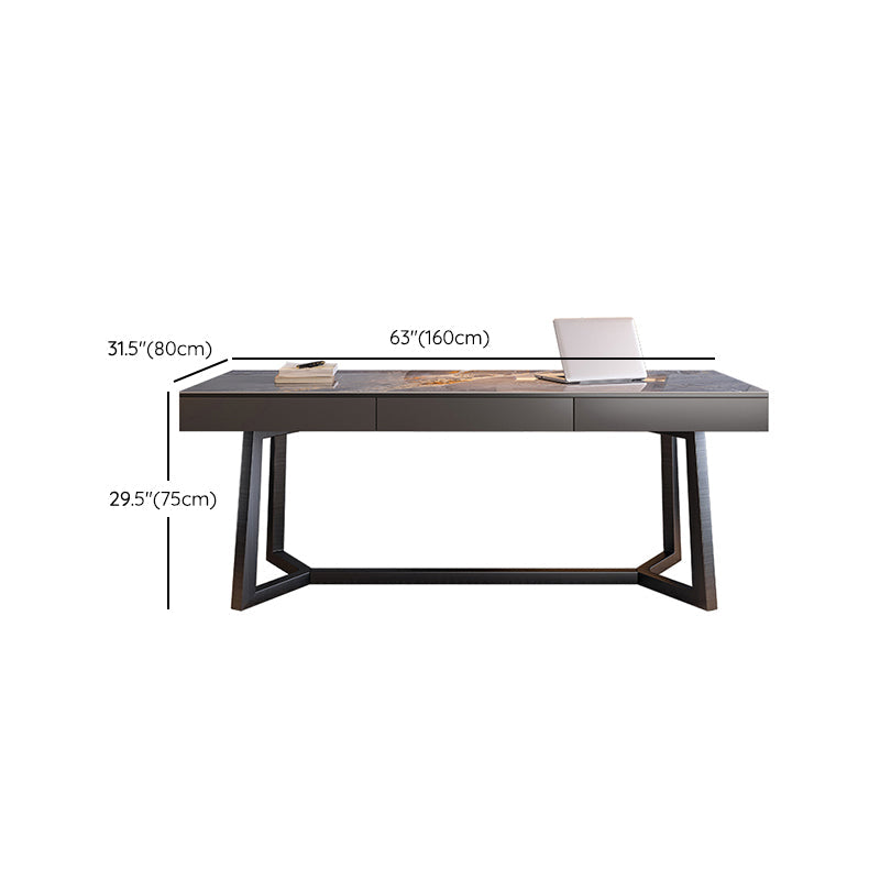 Bureau d'écriture en bois massif moderne 3 dessins de bureau rectangulaire de dessin