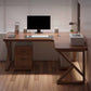 29.25-inch H Modern Writing Desk L-Shape Solid Wood Office Desk
