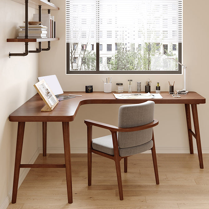 29,25 inch H Hedendaags kantoor Desk L-Shape Solid Wood Writing Desk