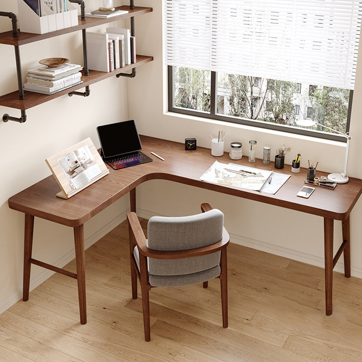 29,25 inch H Hedendaags kantoor Desk L-Shape Solid Wood Writing Desk