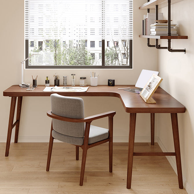 29,25 inch H Hedendaags kantoor Desk L-Shape Solid Wood Writing Desk
