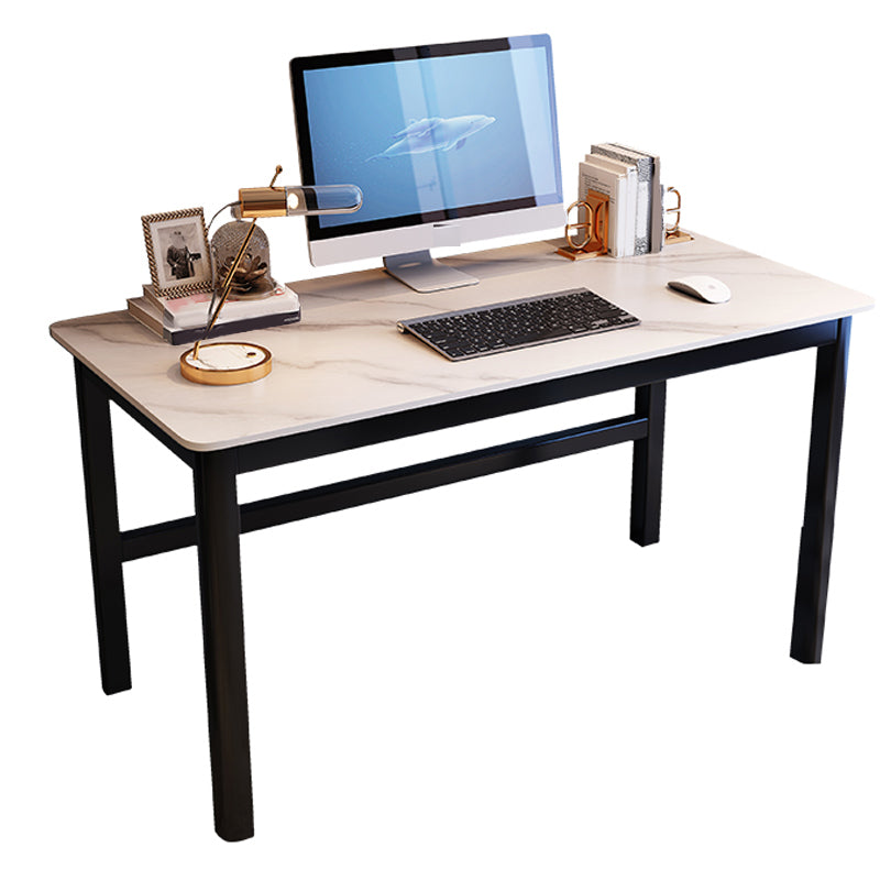 Modern Stone Gaming Desk Rectangular Parsons Base Computer Desk White-Black Clearhalo 'furn' 'furn_office_desk' 'Furniture' 'Office Desks' 'Office Furniture' 'office_desk' 6632893