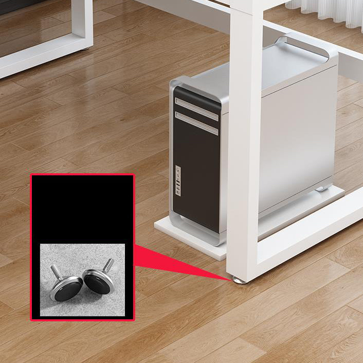 Contemporary Glass-Top Office Desk Antique Finish Computer Desk with Metal Legs Clearhalo 'furn' 'furn_office_desk' 'Furniture' 'Office Desks' 'Office Furniture' 'office_desk' 6632919