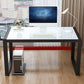Contemporary Glass-Top Office Desk Antique Finish Computer Desk with Metal Legs Clearhalo 'furn' 'furn_office_desk' 'Furniture' 'Office Desks' 'Office Furniture' 'office_desk' 6632922