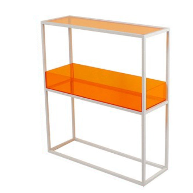 Contemporary Acrylic Bookcase Etagere Open Back Bookshelf with Shelves Orange Clearhalo 'Bookcases' 'furn' 'furn_bookcases' 'Furniture' 'Office Furniture' 6633014