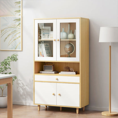 Urban Closed Back Shelf Bookcase Engineered Wood Bookshelf with Cabinets for Study Room