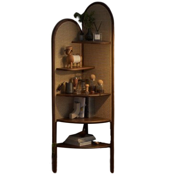 Contemporary Corner Bookshelf Wooden Closed Back Bookcase with Shelves