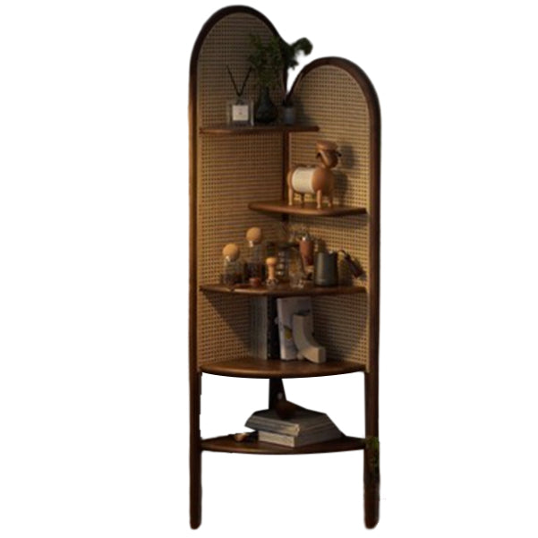 Contemporary Corner Bookshelf Wooden Closed Back Bookcase with Shelves