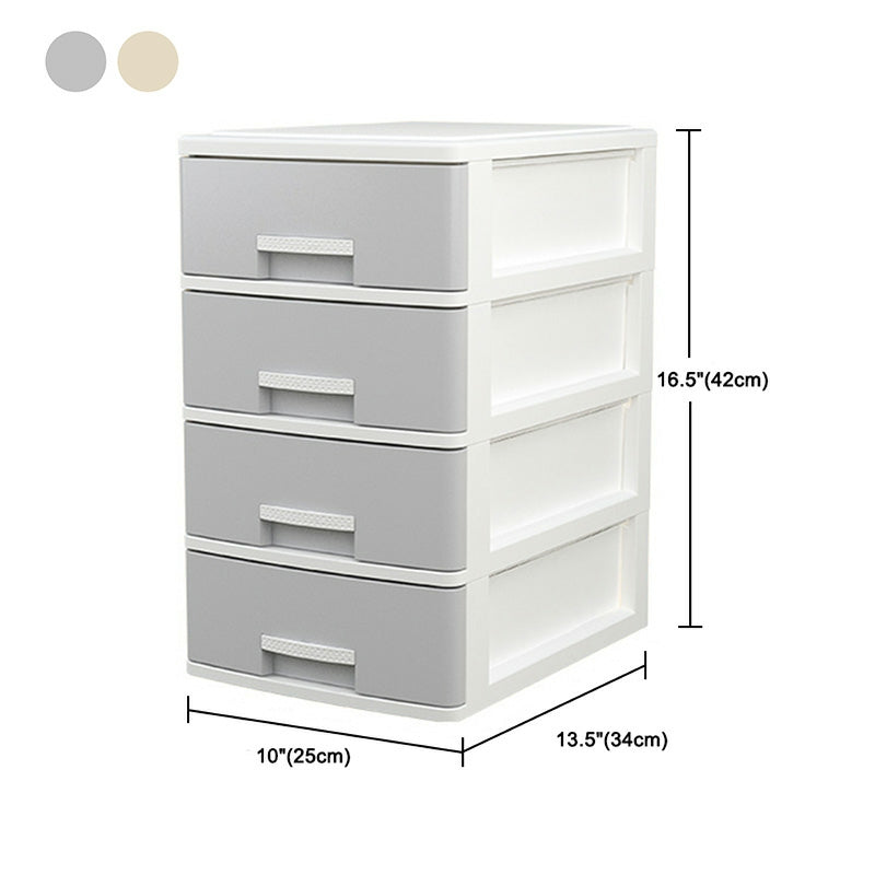 Gabinetto di plastica verticale di un armadio contemporaneo con cassetti