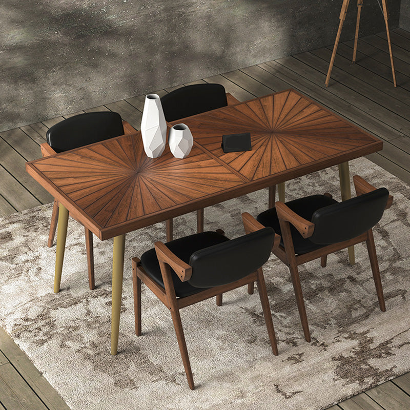 Mesa de comedor rectangular de lujo Mesa de comedor de madera maciza con patas de hierro