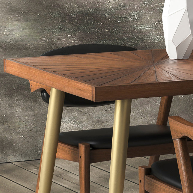 Mesa de comedor rectangular de lujo Mesa de comedor de madera maciza con patas de hierro