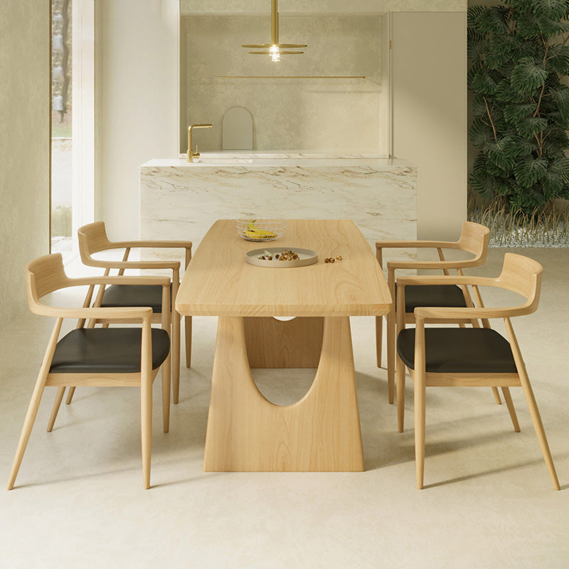 Eigentijdse massief houten top eettafel licht houten afwerking dinette tafel
