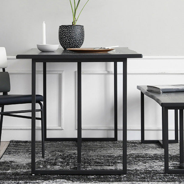 Industrial Solid Wood Dining Table Iron Double Pedestal Dining Table in Black Clearhalo 'Dining Tables & Seating' 'Dining Tables' 'dining_table' 'furn' 'furn_dining_table' 'Furniture' 'Kitchen & Dining Furniture' 6633205