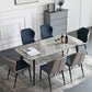 Industrial Rectangle Dining Table Gray Stone Top Dinette Table with Metal Legs 63"L x 31.5"W x 29.5"H Without Chairs Clearhalo 'Dining Tables & Seating' 'Dining Tables' 'dining_table' 'furn' 'furn_dining_table' 'Furniture' 'Kitchen & Dining Furniture' 6633214