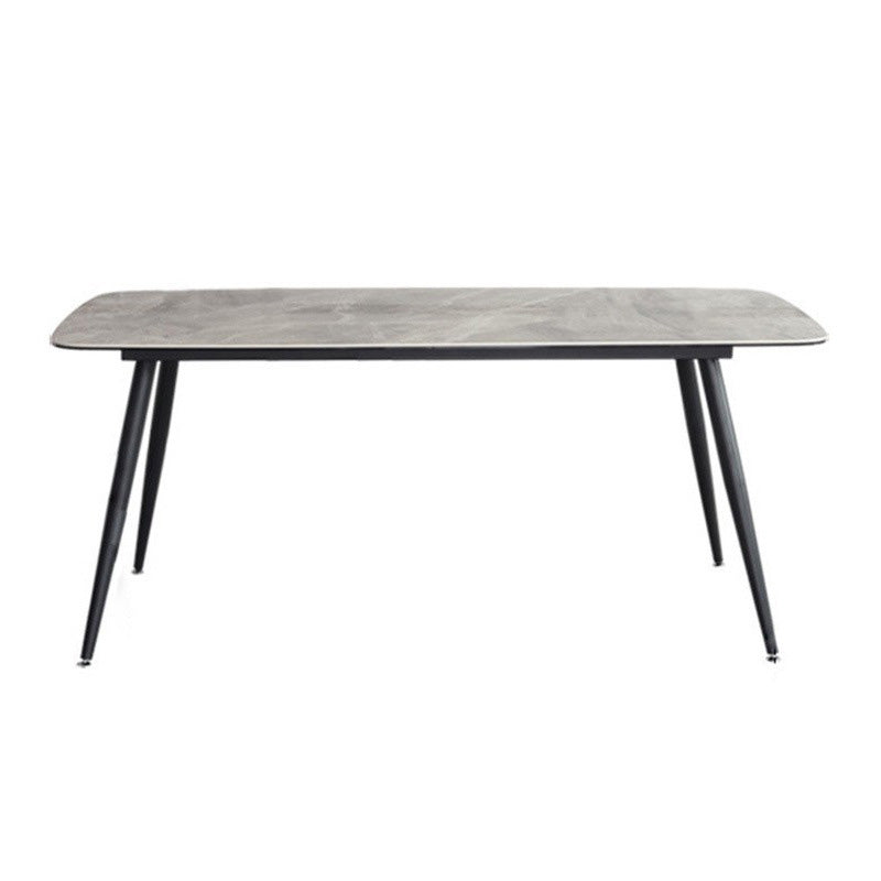Industrial Rectangle Dining Table Gray Stone Top Dinette Table with Metal Legs Without Chairs Clearhalo 'Dining Tables & Seating' 'Dining Tables' 'dining_table' 'furn' 'furn_dining_table' 'Furniture' 'Kitchen & Dining Furniture' 6633215