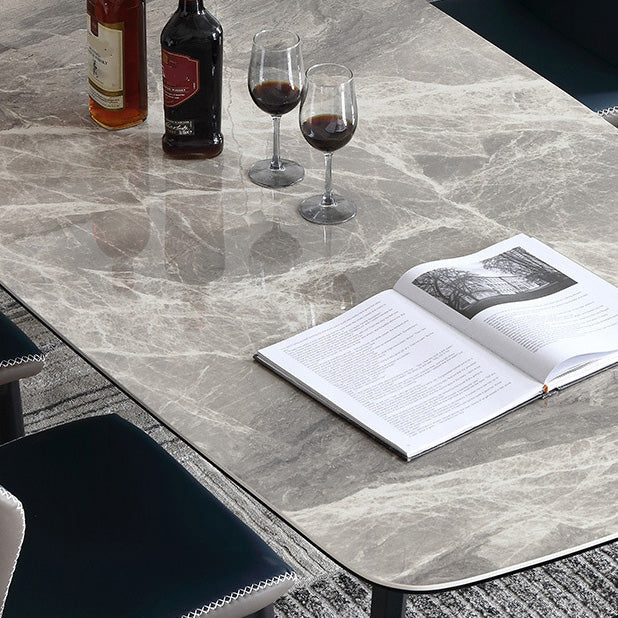 Industrial Rectangle Dining Table Gray Stone Top Dinette Table with Metal Legs Clearhalo 'Dining Tables & Seating' 'Dining Tables' 'dining_table' 'furn' 'furn_dining_table' 'Furniture' 'Kitchen & Dining Furniture' 6633216