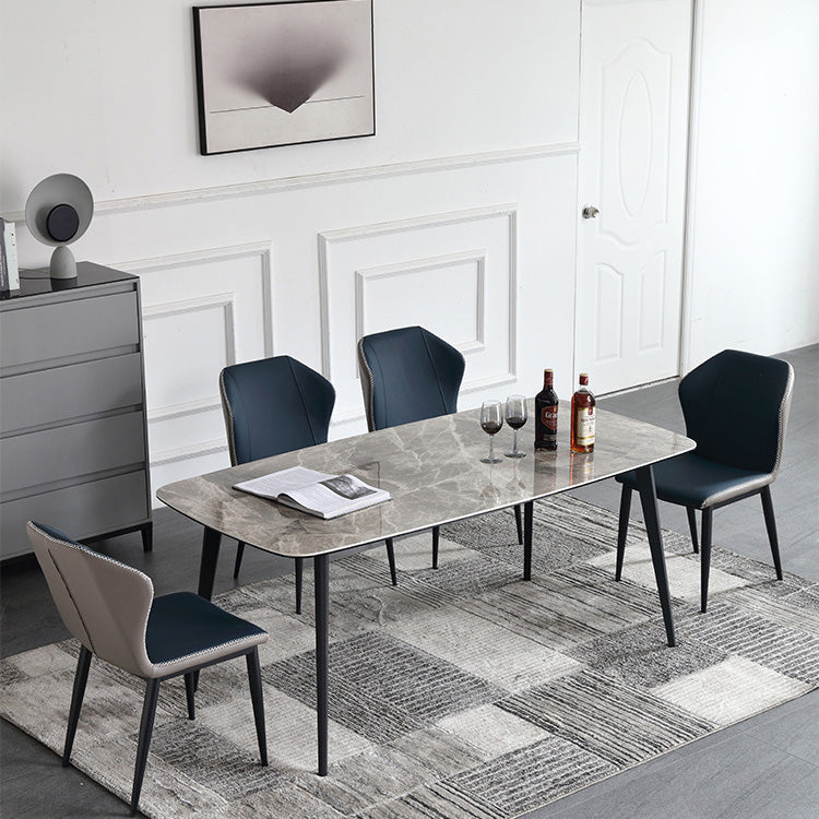 Industrial Rectangle Dining Table Gray Stone Top Dinette Table with Metal Legs Clearhalo 'Dining Tables & Seating' 'Dining Tables' 'dining_table' 'furn' 'furn_dining_table' 'Furniture' 'Kitchen & Dining Furniture' 6633219