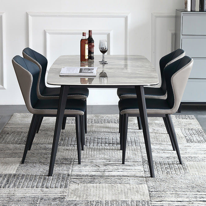 Industrial Rectangle Dining Table Gray Stone Top Dinette Table with Metal Legs Clearhalo 'Dining Tables & Seating' 'Dining Tables' 'dining_table' 'furn' 'furn_dining_table' 'Furniture' 'Kitchen & Dining Furniture' 6633220