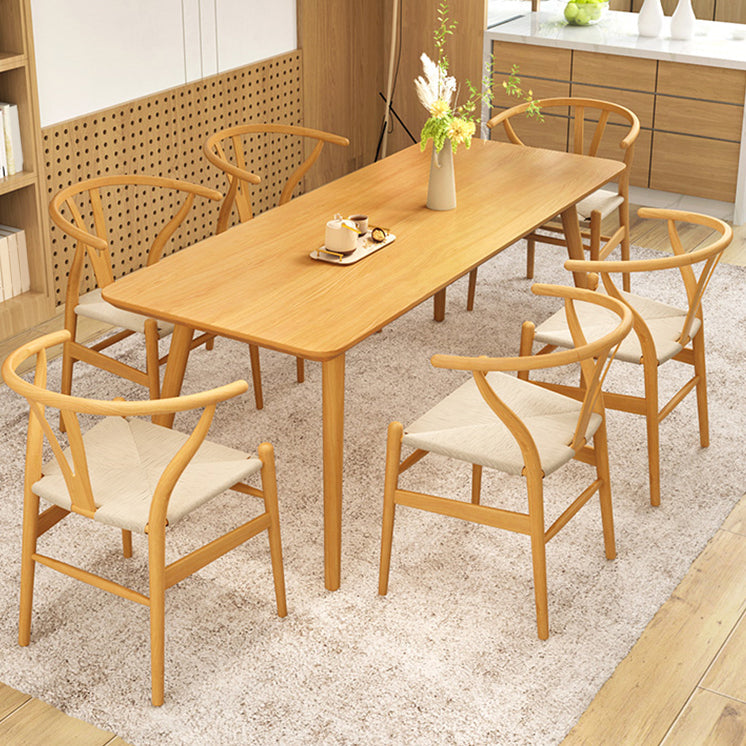 Natural Solid Wood Dining Table Rectangle Dining Table for Dining Room