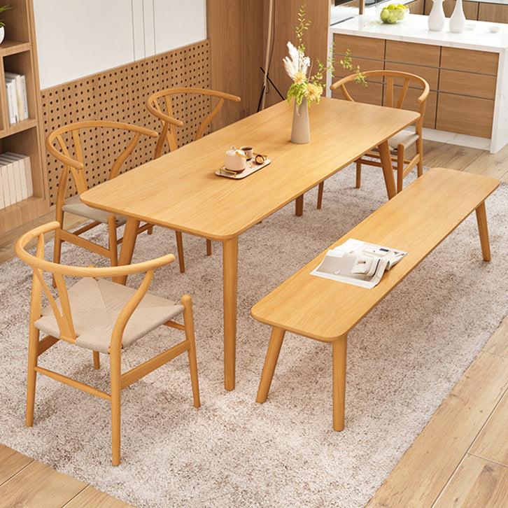 Natural Solid Wood Dining Table Rectangle Dining Table for Dining Room