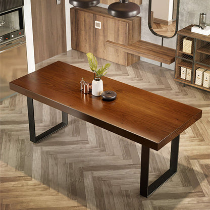 Industrial Double Pedestal Dining Table Rectangle Pine Solid Wood Dining Table