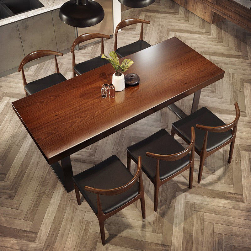 Industrial Double Pedestal Dining Table Rectangle Pine Solid Wood Dining Table