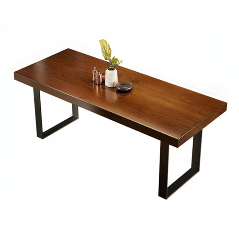 Industrial Double Pedestal Dining Table Rectangle Pine Solid Wood Dining Table