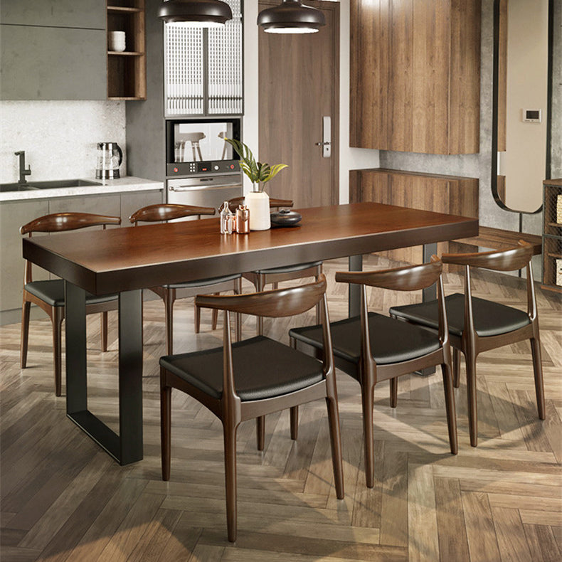 Industrial Double Pedestal Dining Table Rectangle Pine Solid Wood Dining Table