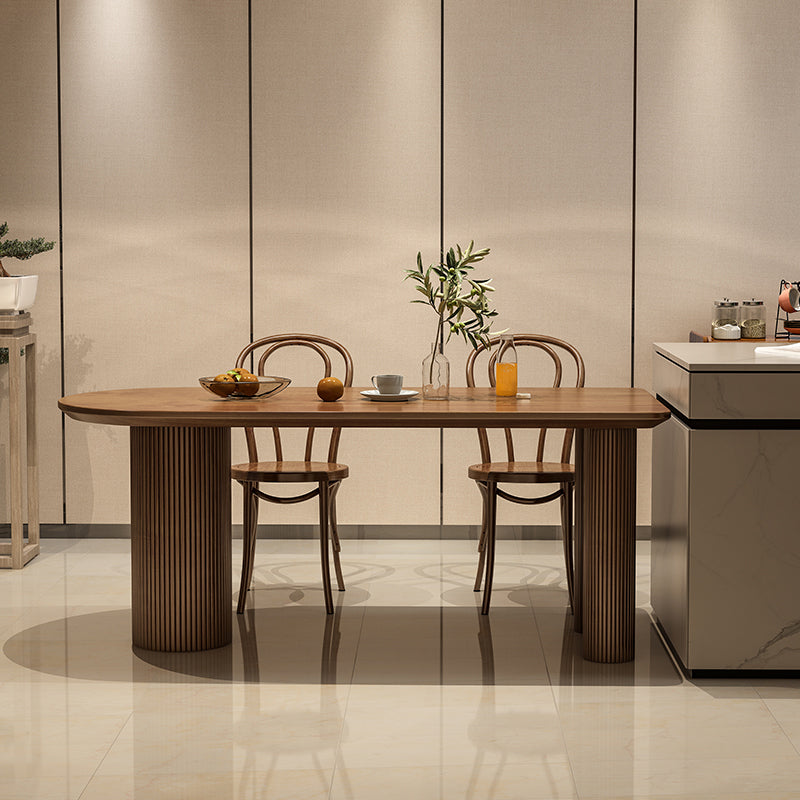 Free Form Solid Wood Dining Table Contemporary Dining Table for Dining Room 63"L x 27.6"W x 29.5"H Without Chairs Clearhalo 'Dining Tables & Seating' 'Dining Tables' 'dining_table' 'furn' 'furn_dining_table' 'Furniture' 'Kitchen & Dining Furniture' 6633272