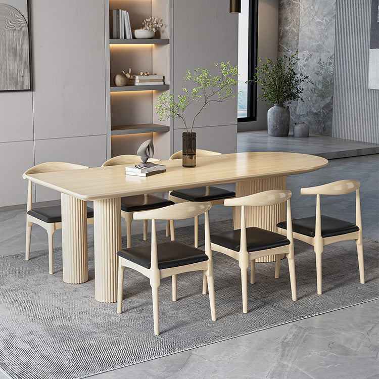 Contemporary Free Form Dining Table Solid Wood Dining Table for Dining Room 78.7"L x 31.5"W x 29.5"H Without Chairs Clearhalo 'Dining Tables & Seating' 'Dining Tables' 'dining_table' 'furn' 'furn_dining_table' 'Furniture' 'Kitchen & Dining Furniture' 6633287